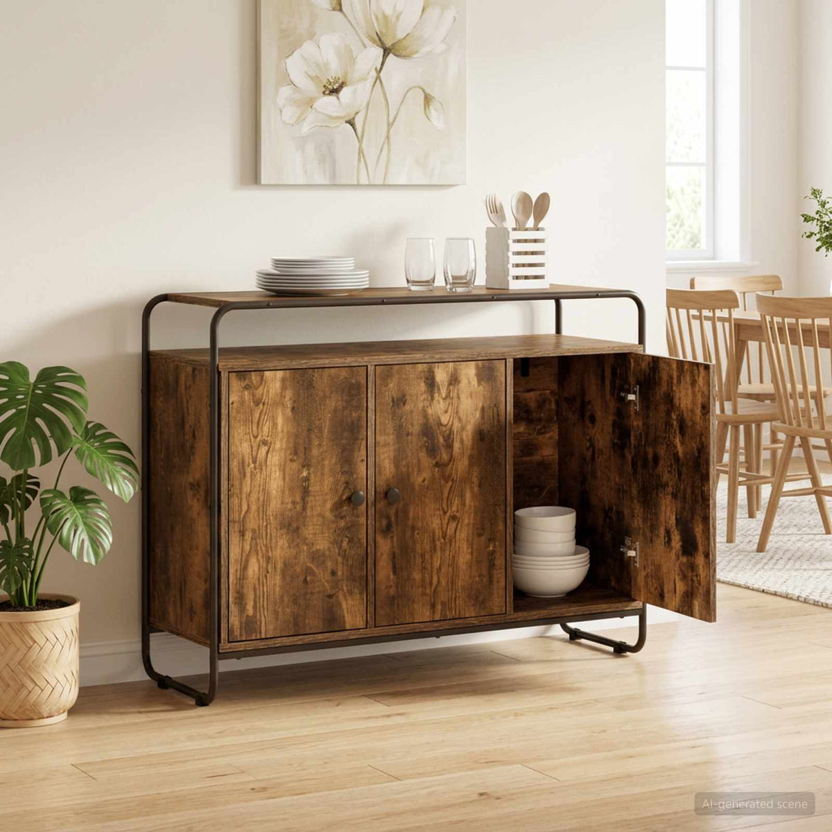 Dressoir Gerookt eiken 102 x 35 x 75 cm Bewerkt hout