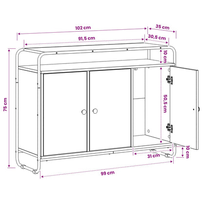 Dressoir Grijs Sonoma 102 x 35 x 75 cm Bewerkt hout