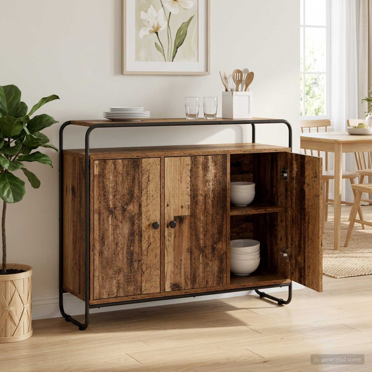 Dressoir Oud hout 102 x 35 x 75 cm Bewerkt hout
