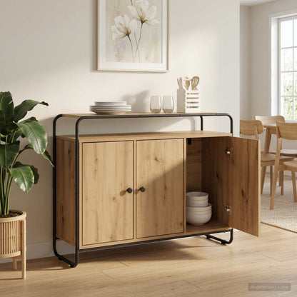Dressoir Artisanaal eiken 102 x 35 x 75 cm Bewerkt hout