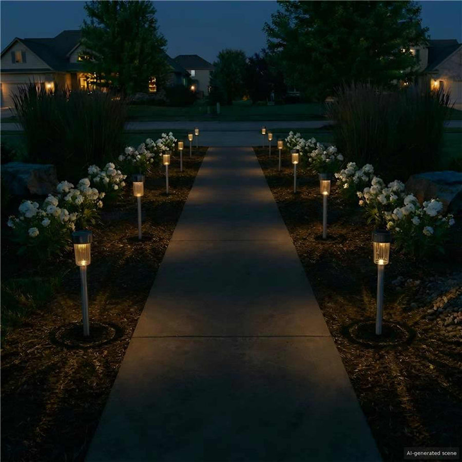 Buitenzonne-lampen met grondpin 12 pcs Warmwit 29,5 cm