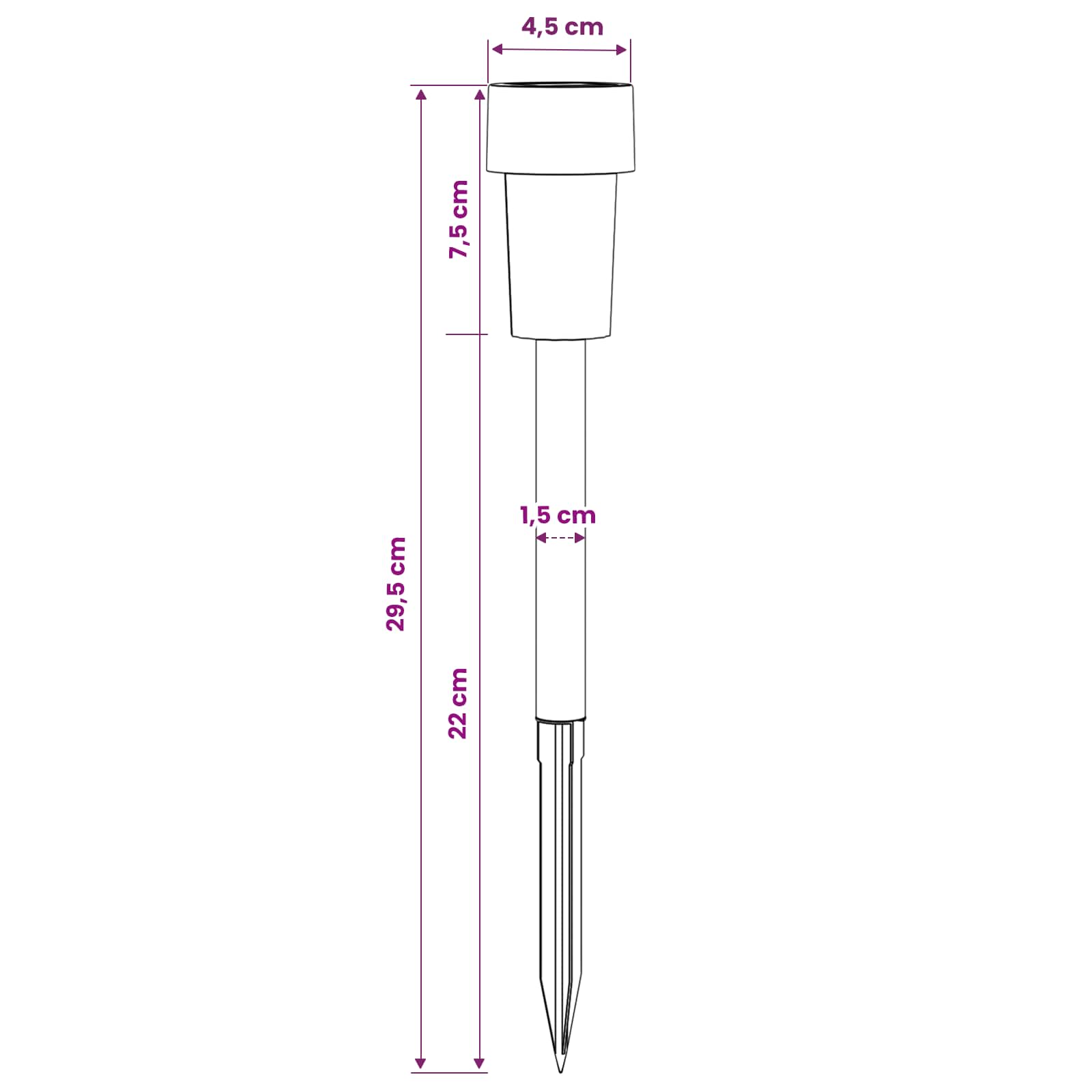 Buitenzonne-lampen met grondpin 12 pcs Warmwit 29,5 cm