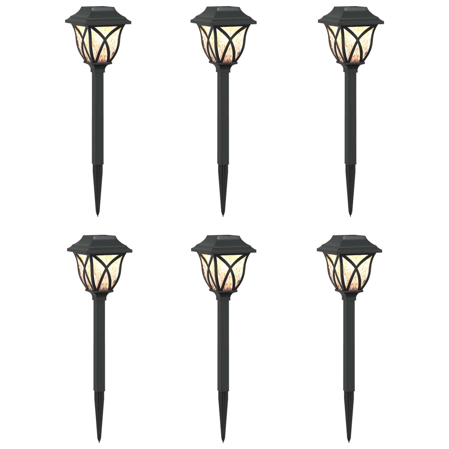 Buitenzonne-lampen met grondpin 6 pcs Warmwit 42 cm PP