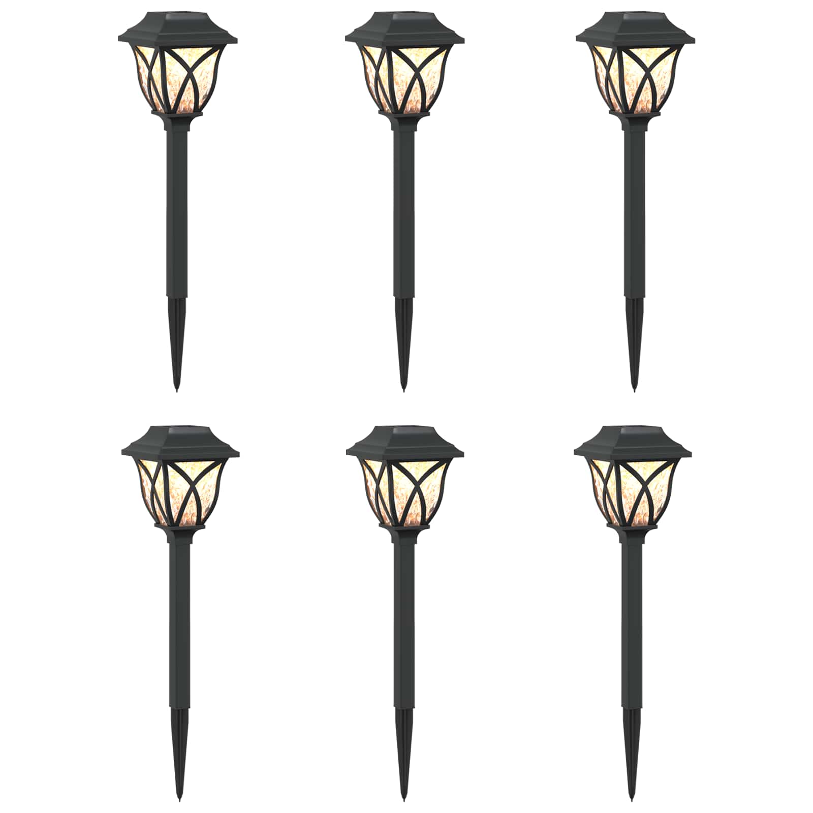 Buitenzonne-lampen met grondpin 6 pcs Warmwit 42 cm PP