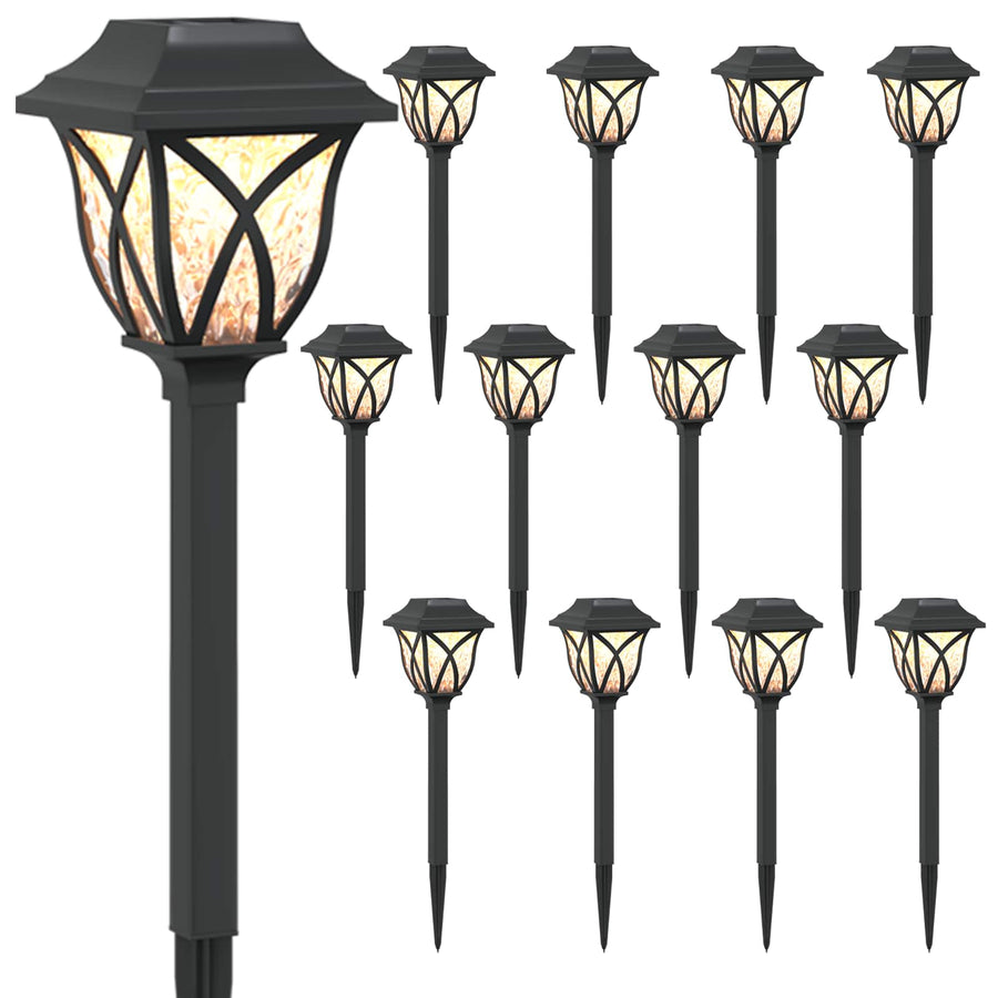 Buitenzonne-lampen met grondpin 12 pcs Warmwit 42 cm PP