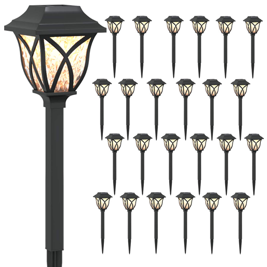 Buitenzonne-lampen met grondpin 24 pcs Warmwit 42 cm PP