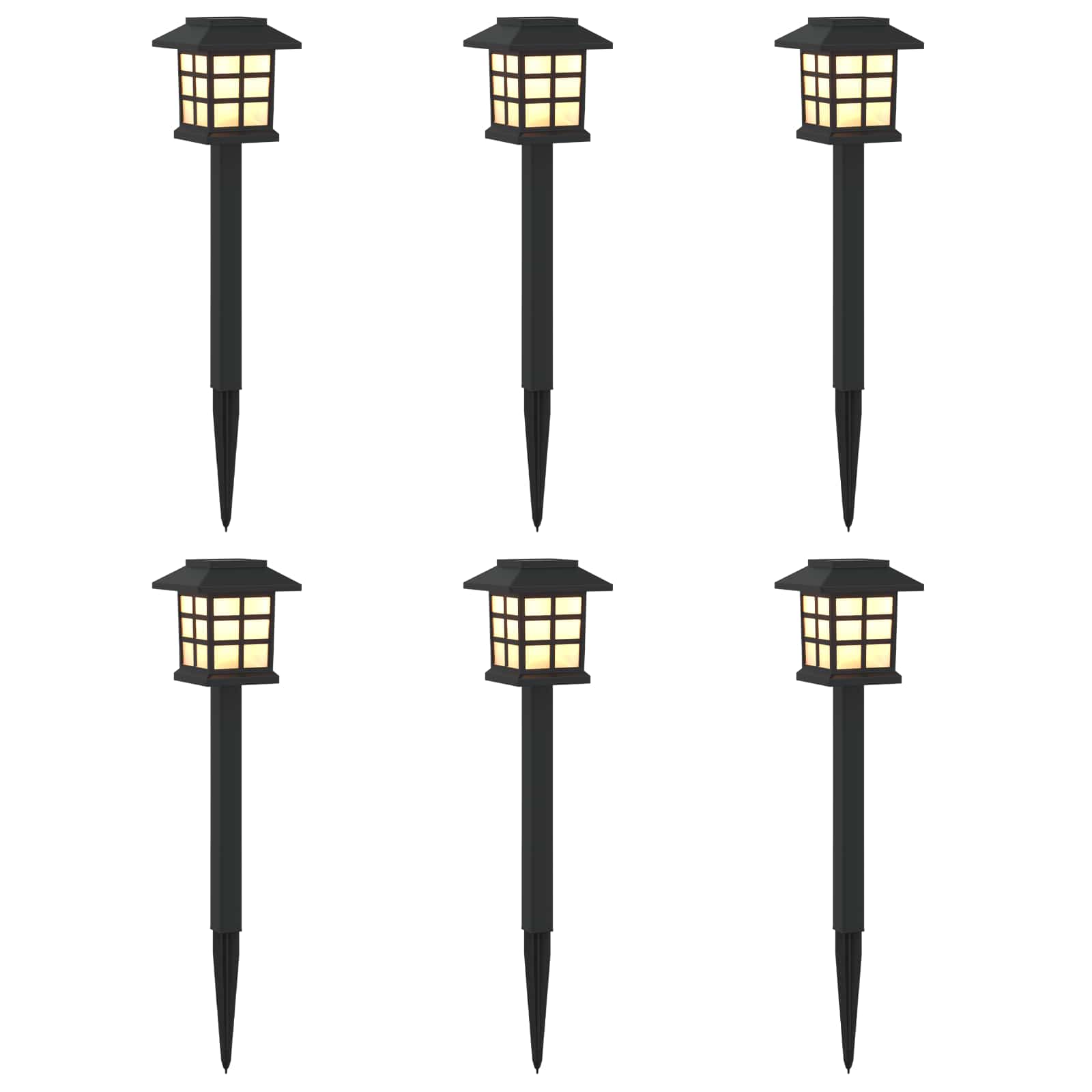 Buitenzonne-lampen met grondpin 6 pcs Warmwit 38,5 cm PP