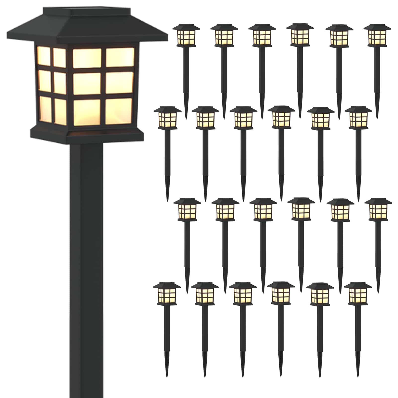 Buitenverlichting op zonne-energie met grondspies 24 stuks Warmwit PP