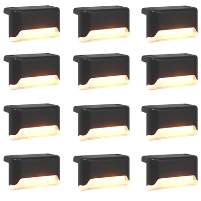 Buitenzonne-lampen met grondpin 12 pcs Warmwit 4,5 cm ABS en PS