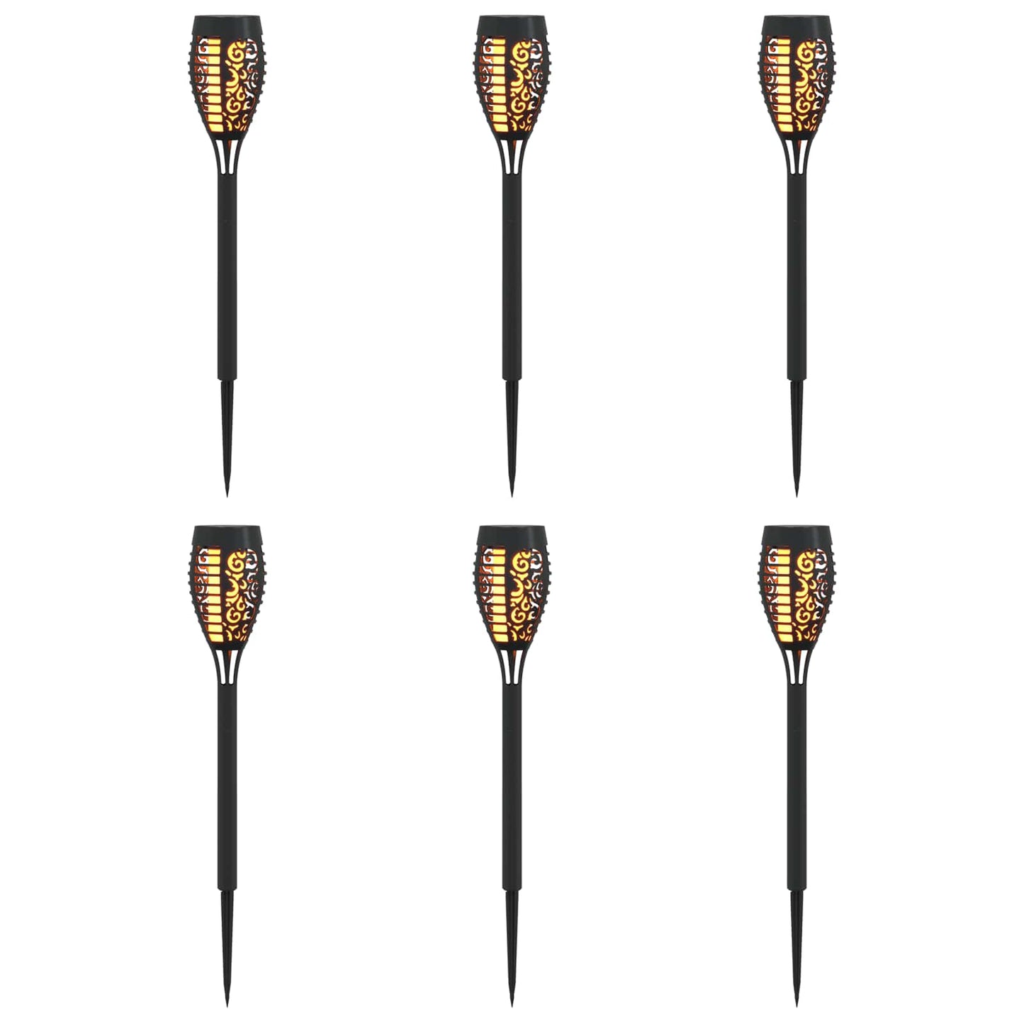 Buitenzonne-lampen met grondpin 6 pcs Warmwit 47,5 cm ABS