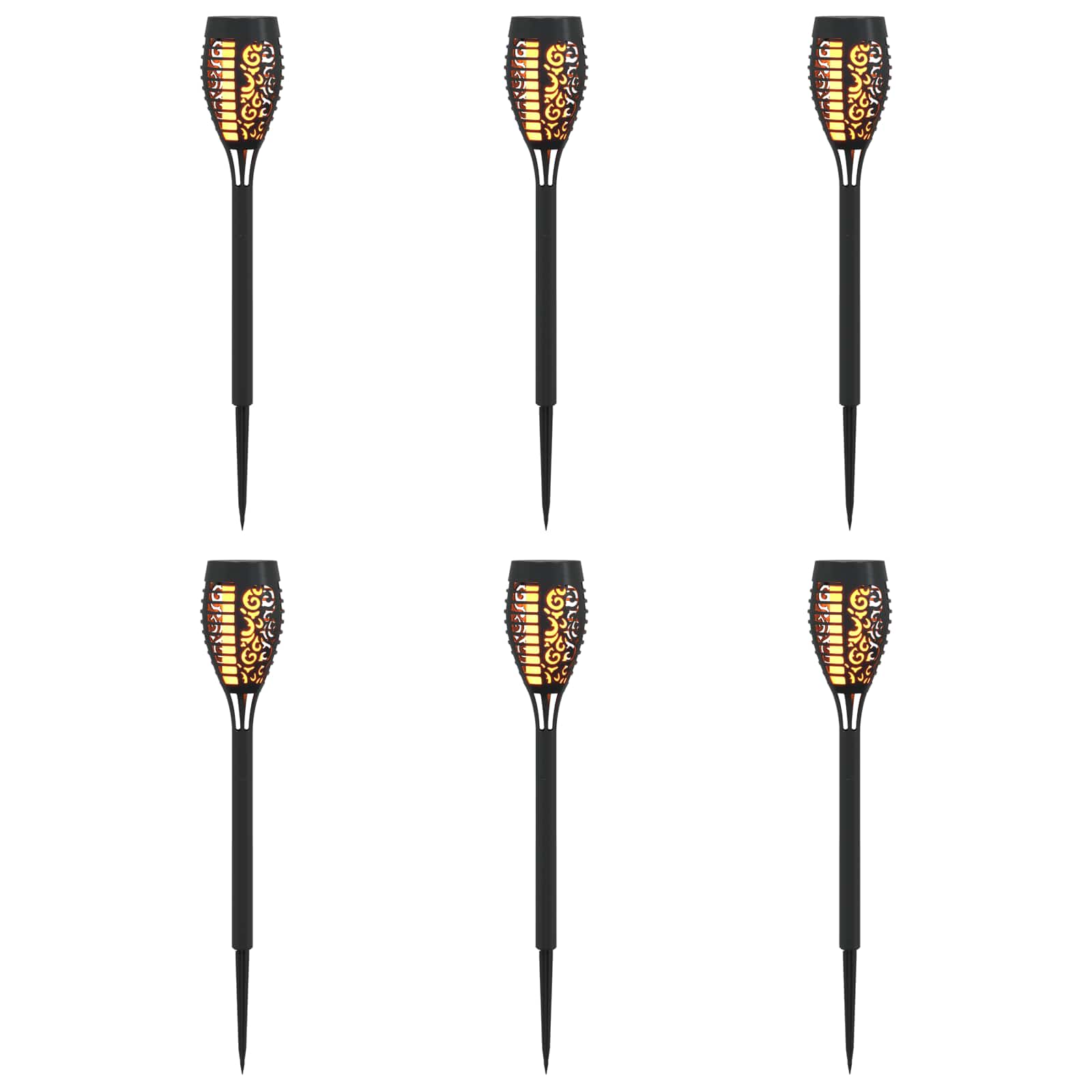 Buitenzonne-lampen met grondpin 6 pcs Warmwit 47,5 cm ABS