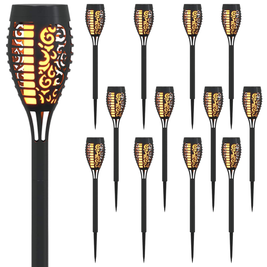 Buitenzonne-lampen met grondpin 12 pcs Warmwit 47,5 cm ABS