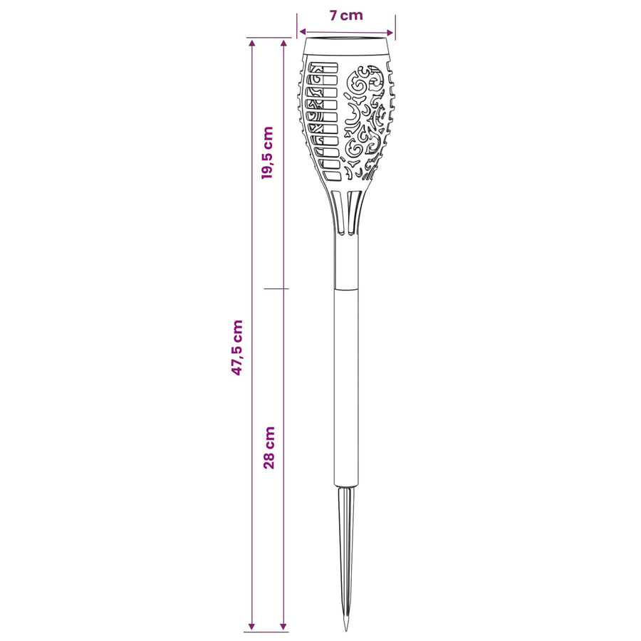 Buitenzonne-lampen met grondpin 12 pcs Warmwit 47,5 cm ABS