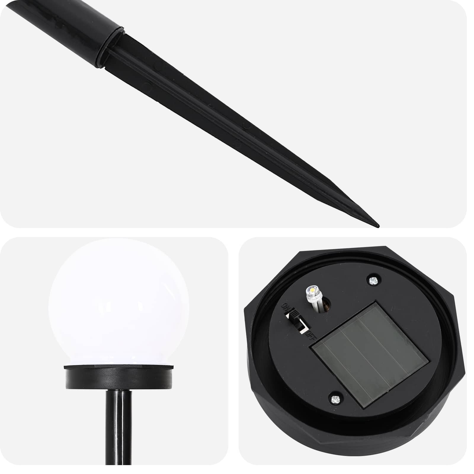 Buitenzonne-lampen met grondpin 4 pcs Warmwit 38,5 cm ABS