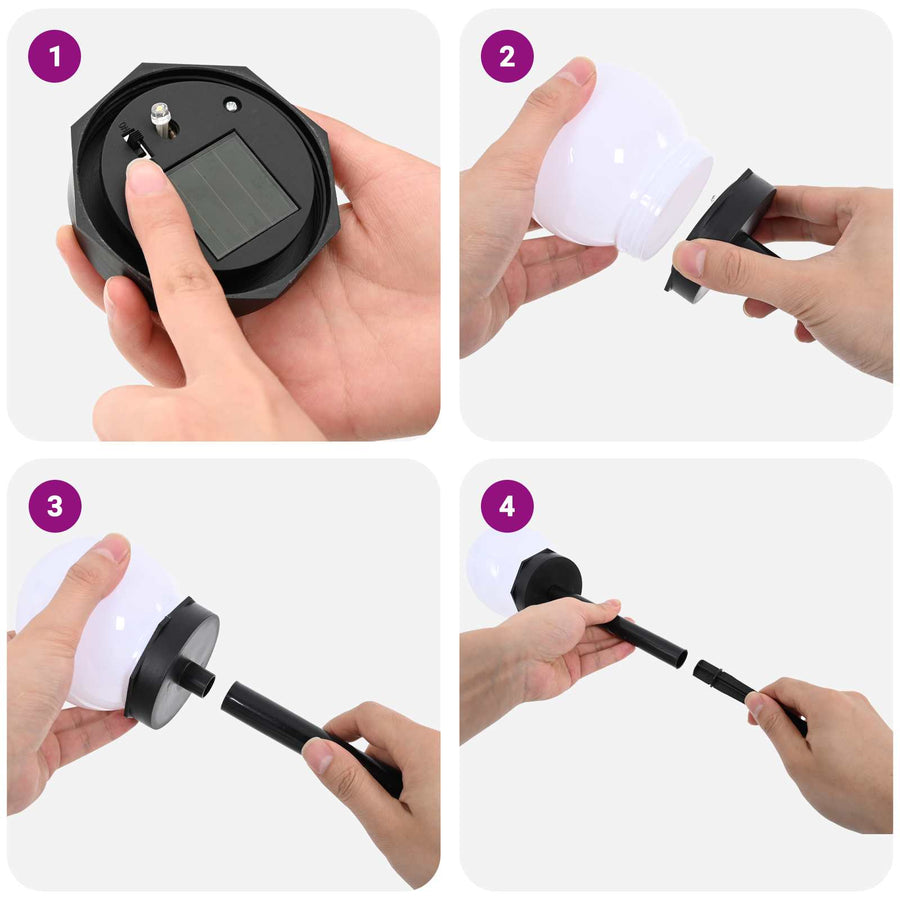 Buitenzonne-lampen met grondpin 4 pcs Warmwit 38,5 cm ABS
