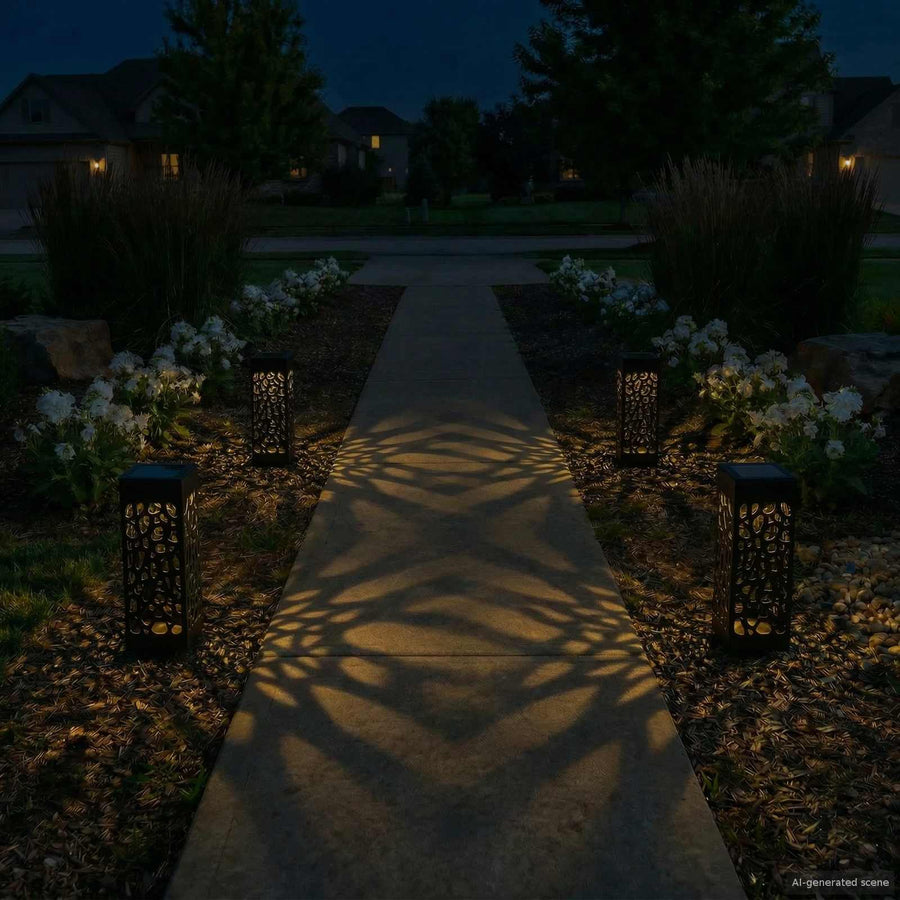 Buitenzonne-lampen met grondpin 4 pcs Warmwit 29 cm PP