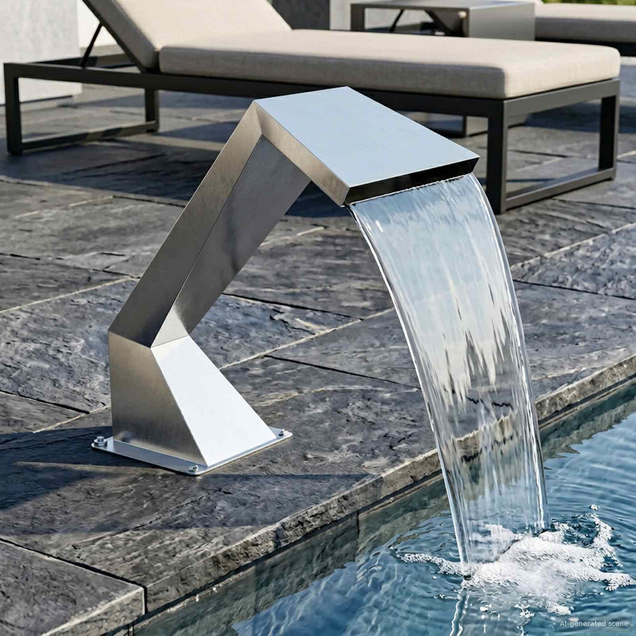 Zwembadwaterval met RGB-LEDs Roestvrij staal 63,5 x 29 x 51 cm