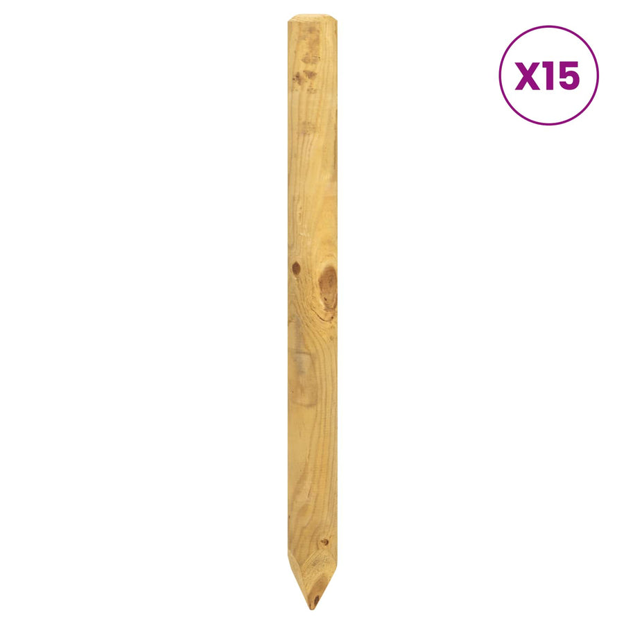 Hekpalen 15 st Groen 60 cm Massief grenenhout