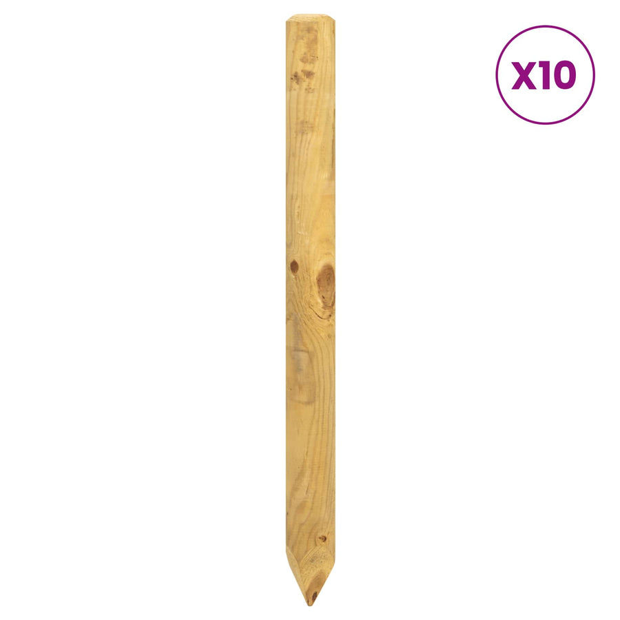 Hekpalen 10 st Groen 100 cm Massief grenenhout