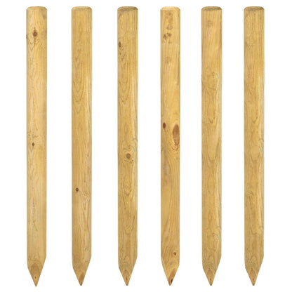 Hekpalen 6 st Groen 150 cm Massief grenenhout