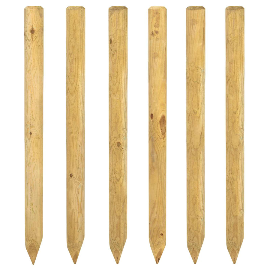 Hekpalen 6 st Groen 150 cm Massief grenenhout