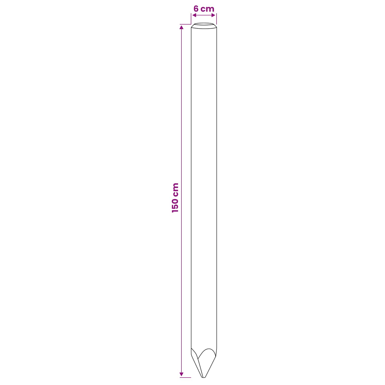 Hekpalen 6 st Groen 150 cm Massief grenenhout