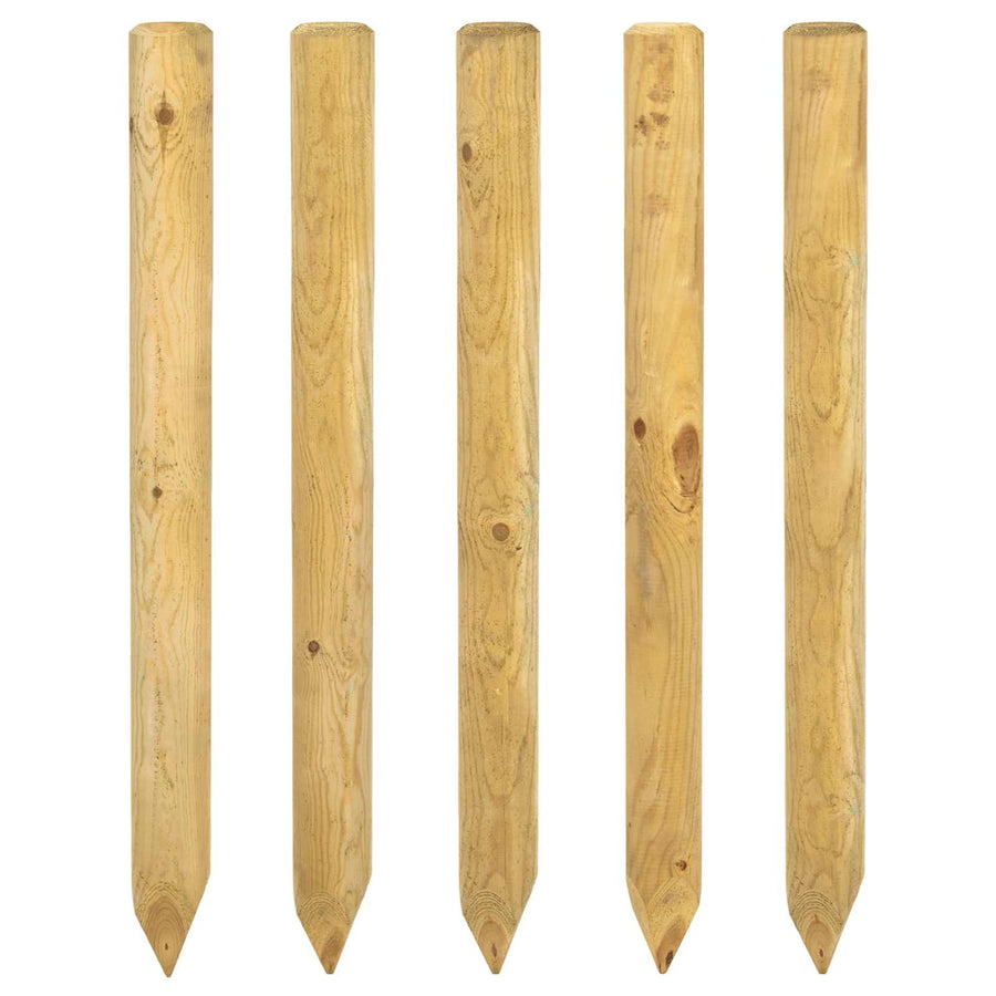 Hekpalen 5 st Groen 60 cm Massief grenenhout
