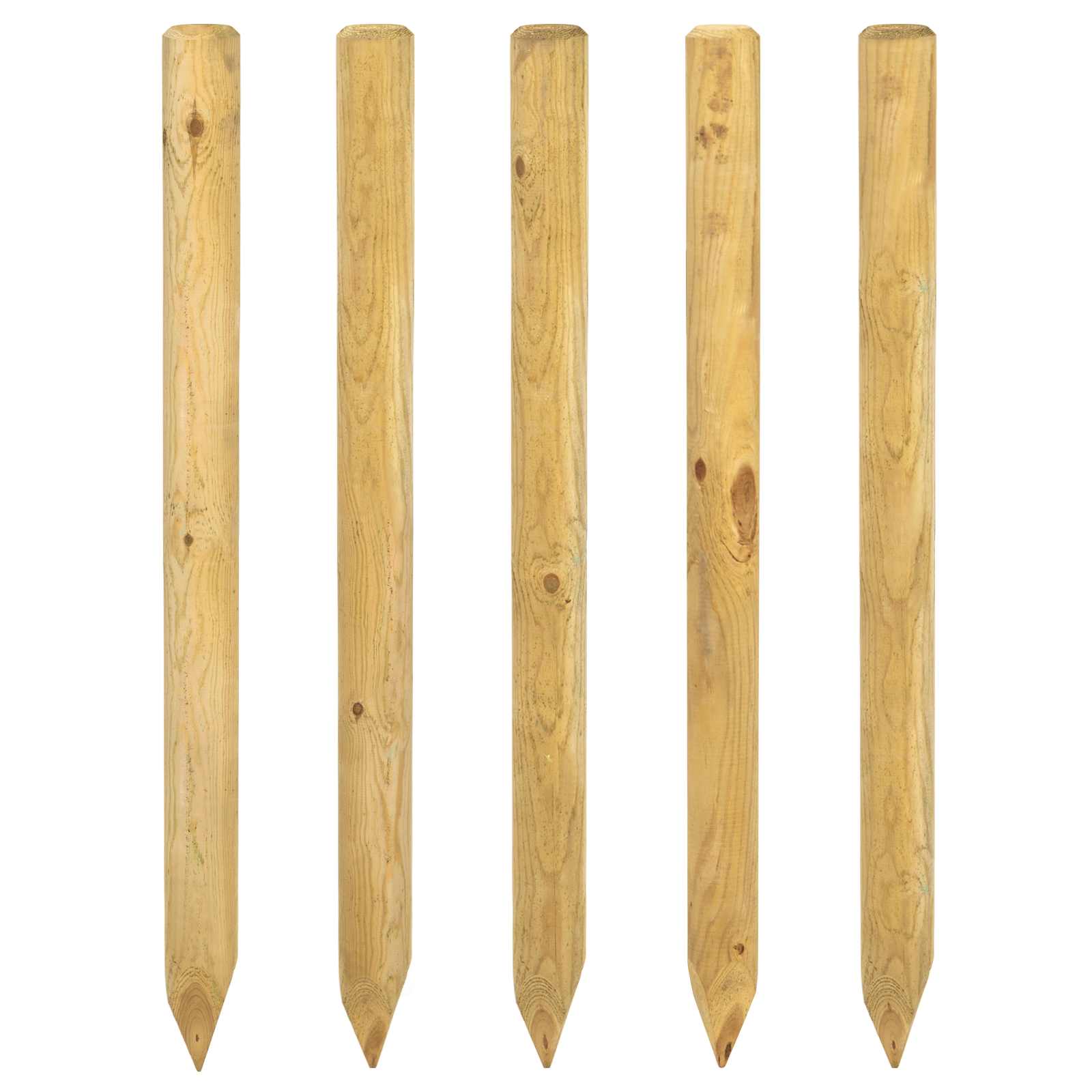 Schuttingpalen 5 st Groen 120 cm Massief grenenhout