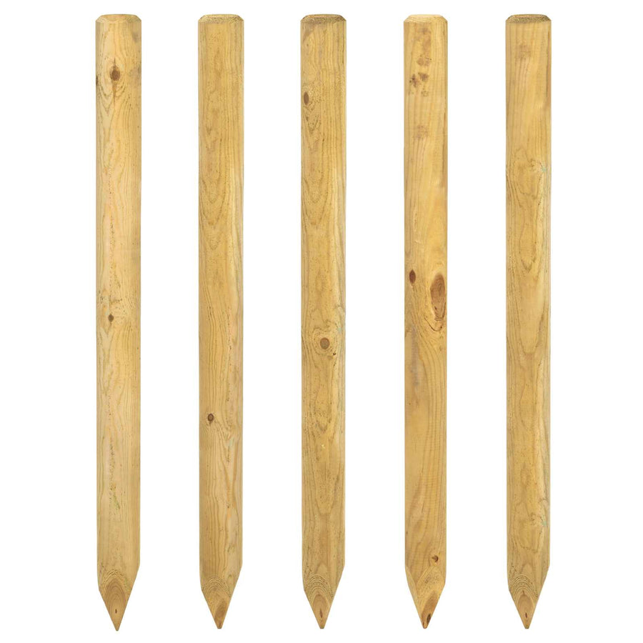 Hekpalen 5 st Groen 150 cm Massief grenenhout