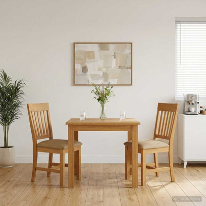 Eetkamerstoel 2 pcs Massief Eikenhout Beige 45 x 59 x 92 cm