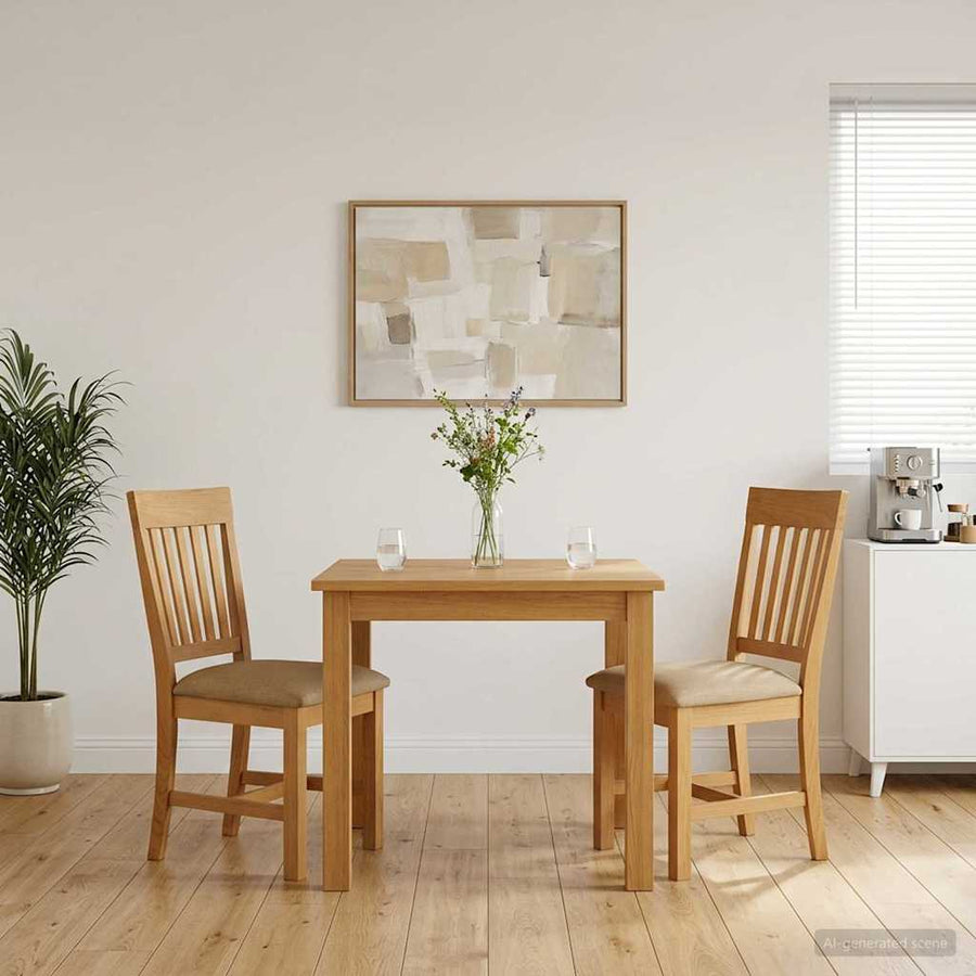 Eetkamerstoel 2 pcs Massief Eikenhout Beige 45 x 59 x 92 cm