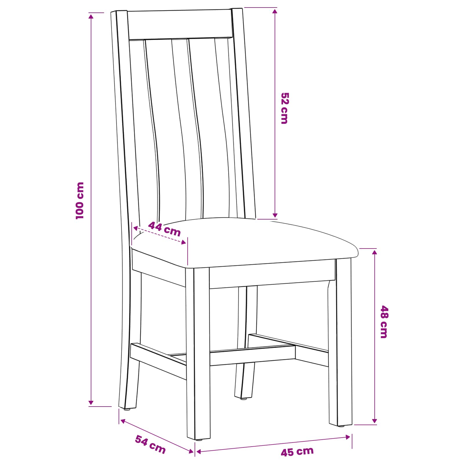 Eetkamerstoel 2 pcs Massief Eikenhout Grijs 45 x 54 x 100 cm