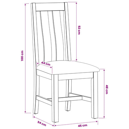Eetkamerstoel 2 pcs Massief Eikenhout Grijs 45 x 54 x 100 cm