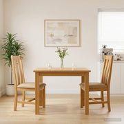 Eetkamerstoel 2 stuks massief eikenhout beige 45x54x100 cm