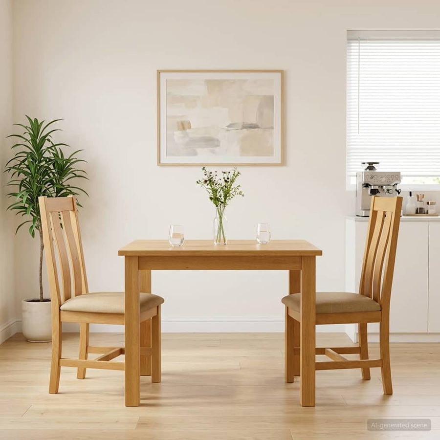 Eetkamerstoel 2 pcs Massief Eikenhout Beige 45 x 54 x 100 cm