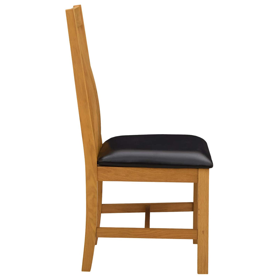 Eetkamerstoel 2 pcs Massief Eikenhout Zwart 45 x 54 x 100 cm