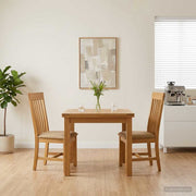 Eetkamerstoel massief eikenhout beige 2 stuks 45x59,5x100 cm