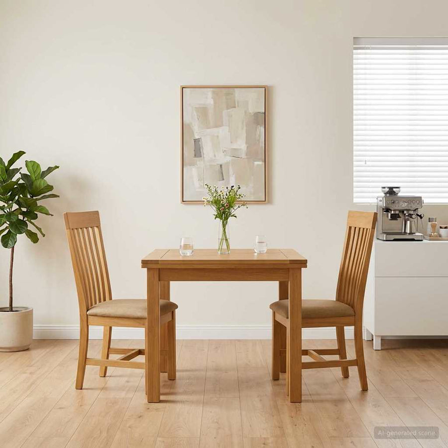 Eetkamerstoel 2 pcs Massief Eikenhout Beige 45 x 59,5 x 100 cm