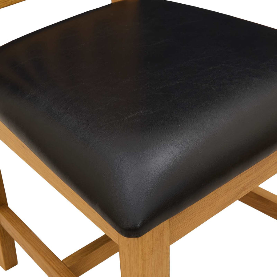 Eetkamerstoel 2 pcs Massief Eikenhout Zwart 45 x 59,5 x 100 cm