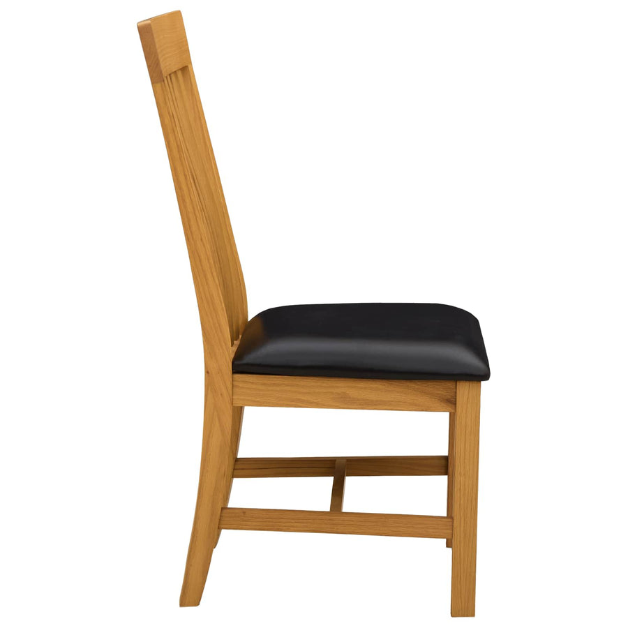 Eetkamerstoel 2 pcs Massief Eikenhout Zwart 45 x 59,5 x 100 cm