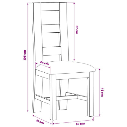 Eetkamerstoel 2 pcs Massief Eikenhout Grijs 45 x 51 x 105 cm