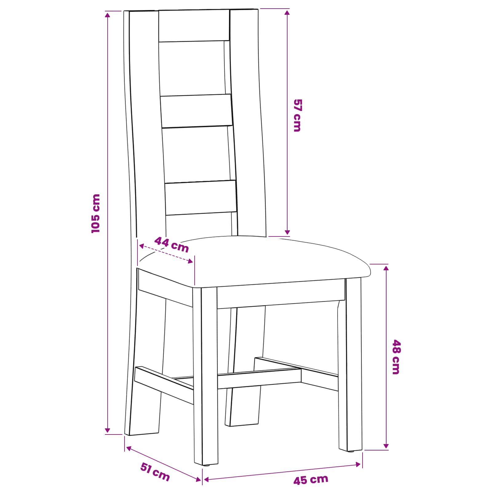 Eetkamerstoel 2 pcs Massief Eikenhout Beige 45 x 51 x 105 cm