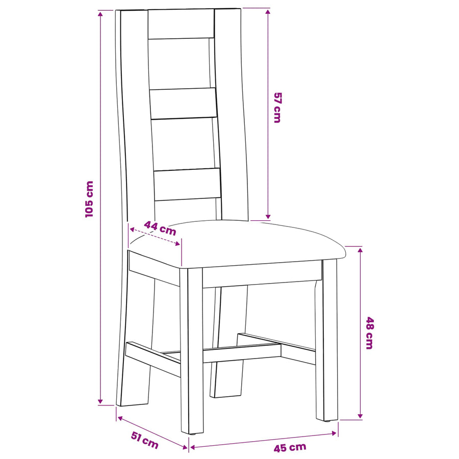 Eetkamerstoel 2 pcs Massief Eikenhout Beige 45 x 51 x 105 cm