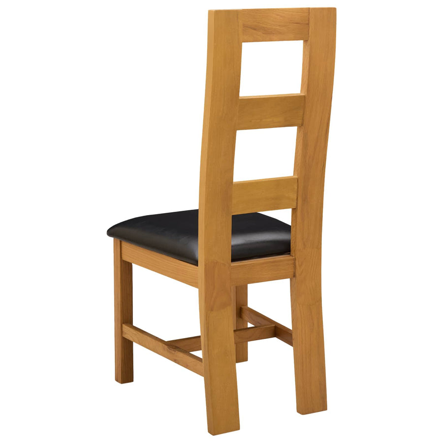 Eetkamerstoel 2 pcs Massief Eikenhout Zwart 45 x 51 x 105 cm