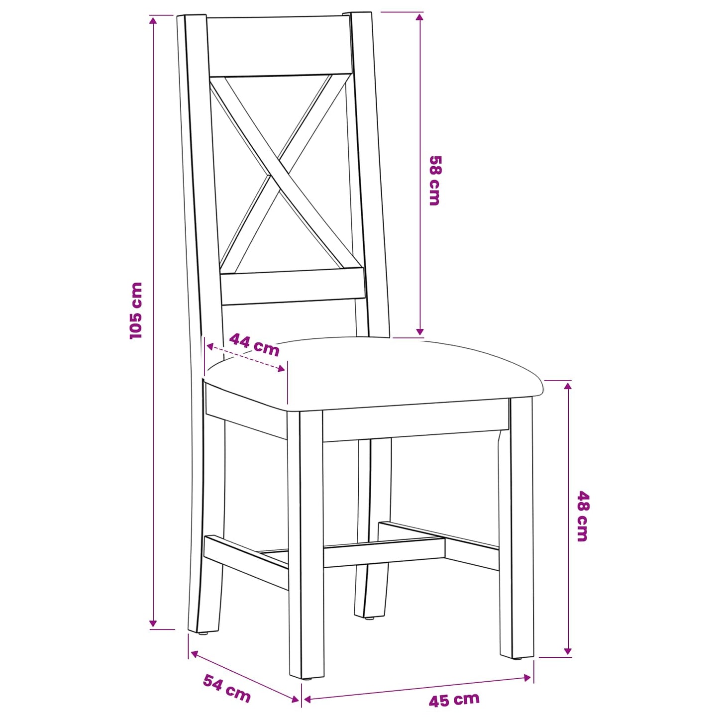 Eetkamerstoel 2 pcs Massief Eikenhout Grijs 45 x 54 x 105 cm