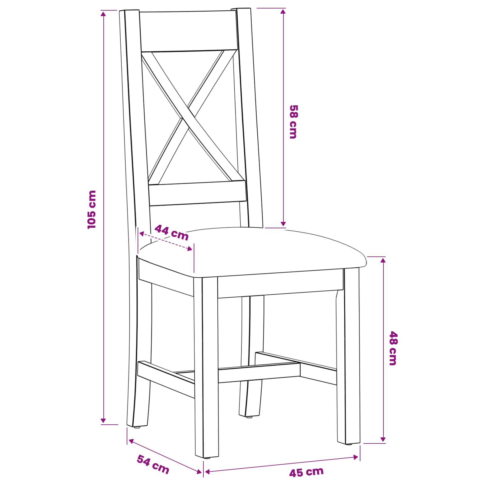 Eetkamerstoel 2 pcs Massief Eikenhout Grijs 45 x 54 x 105 cm