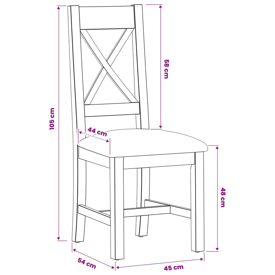 Eetkamerstoel 2 pcs Massief Eikenhout Grijs 45 x 54 x 105 cm