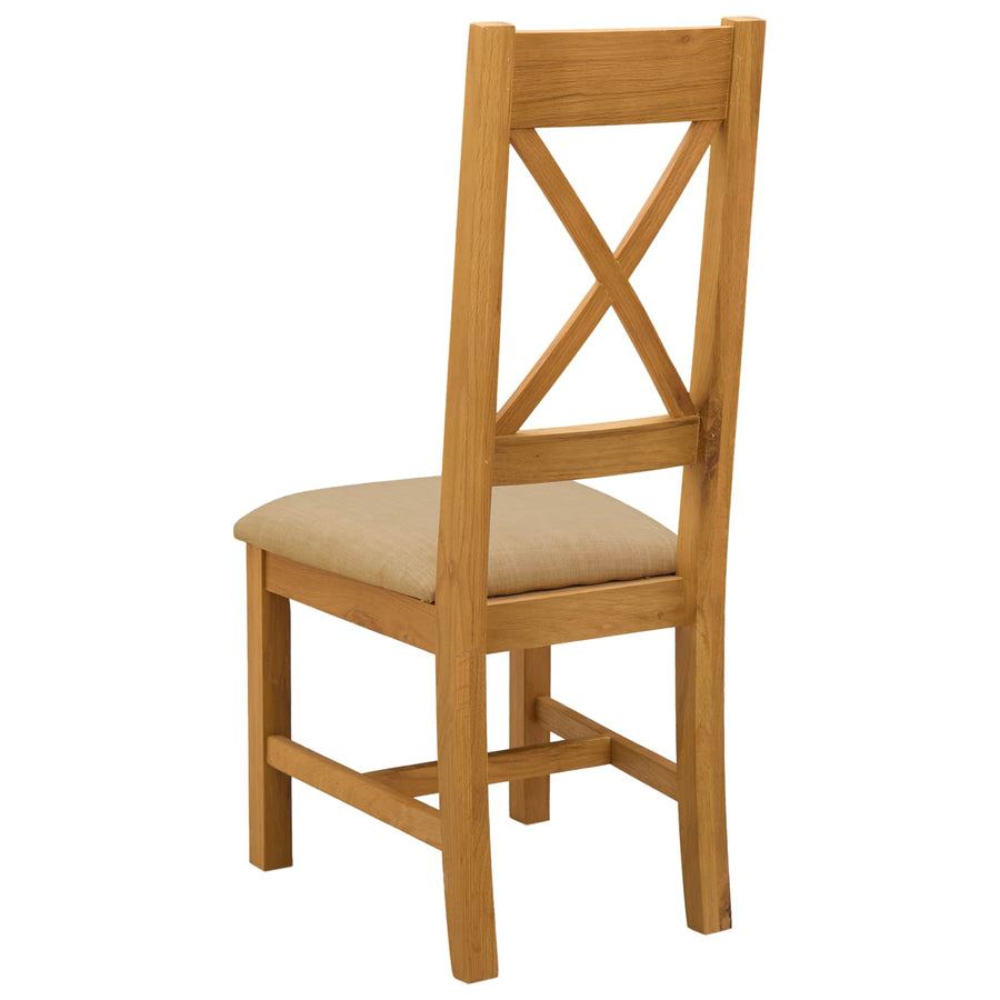 Eetkamerstoel 2 pcs Massief Eikenhout Beige 45 x 54 x 105 cm