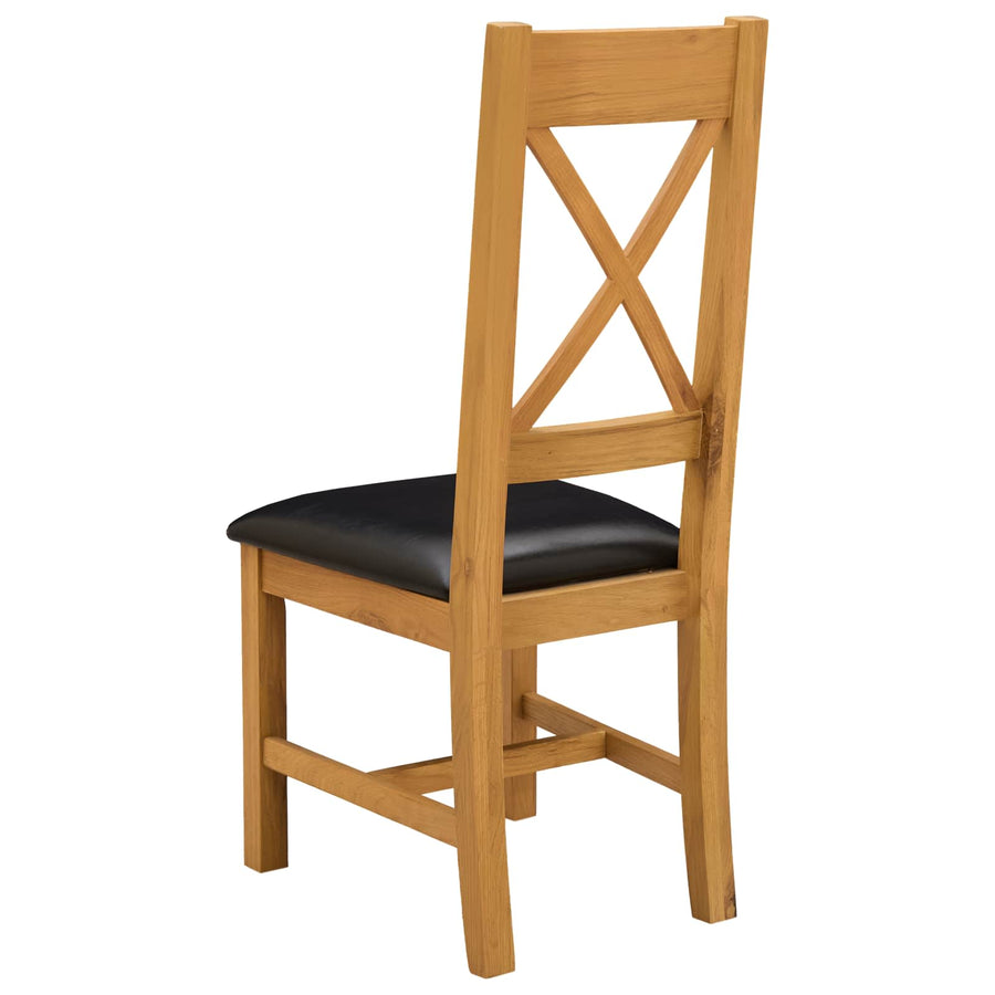 Eetkamerstoel 2 pcs Massief Eikenhout Zwart 45 x 54 x 105 cm