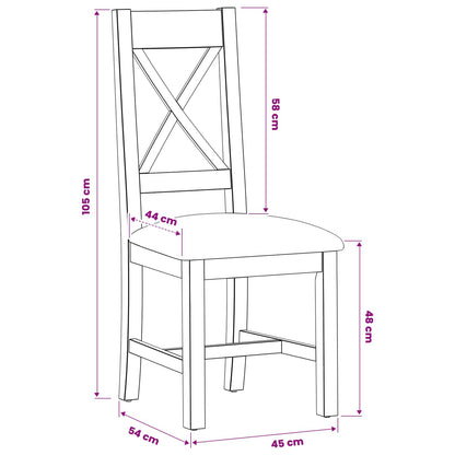 Eetkamerstoel 2 pcs Massief Eikenhout Zwart 45 x 54 x 105 cm